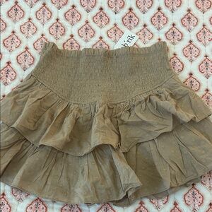 Tan Ruffled Mini Skirt from Fabrik